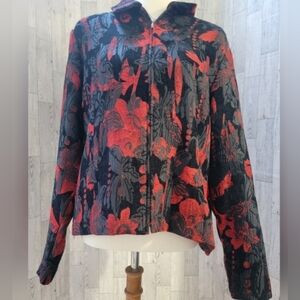 Christopher & Banks red & white pattern size XL shacket